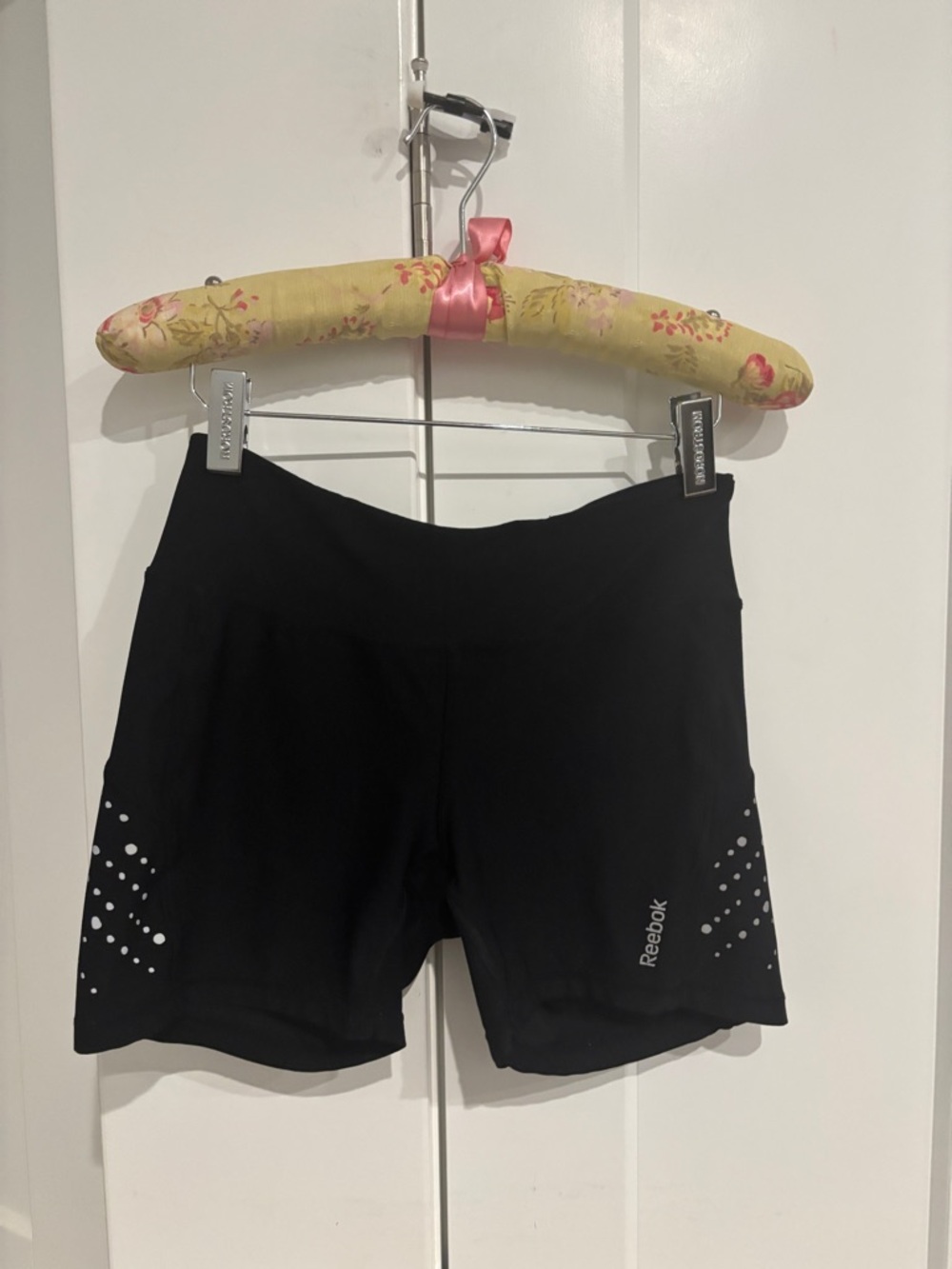 Reebok Black Women’s High-Rise Bike Shorts with Reflective Dots